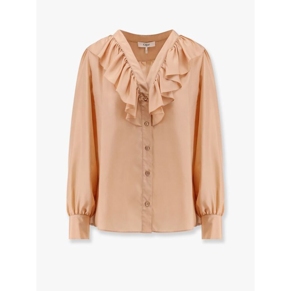 Chloe' Women Silk Shirt With Rouches